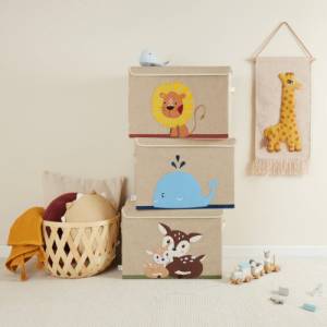 Personalisierte Aufbewahrungsbox Löwe mit Deckel | Korb für Spielsachen | Personalisierte Kinderzimmerdeko Spielzeug Auf Bild 8