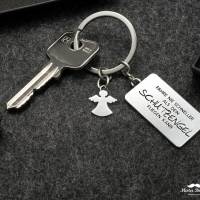 Schutzengel Schlüsselanhänger mit Gravur - Auto Glücksbringer - Schutzengel Schlüsselanhänger - Hochglanz Silber Bild 5