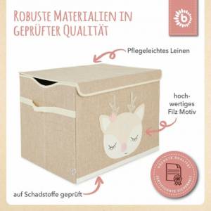 Personalisierte Aufbewahrungsbox Reh mit Deckel | Korb für Spielsachen | Personalisierte Kinderzimmerdeko Spielzeug Aufb Bild 5