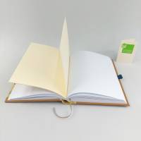 Notizbuch, gelb grün, Stiftschlaufe, DIN A5, 150 Blatt, Grubentuch Unikat Bild 6