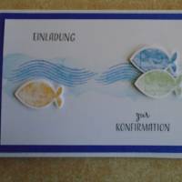 Enladungskarten zur Konfimation Fisch Einladungskarte Einladungen Einladung Einladungskarte Junge o,Mädchen nach Wahl Bild 2