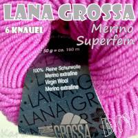 6 Knäuel 300 Gramm Merino Superfein von Lana Grossa Fuchsia Farbe 530 Partie 66986 Bild 10