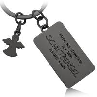 Schutzengel Schlüsselanhänger mit Gravur - Auto Glücksbringer - Schutzengel Schlüsselanhänger mit Engel - Schwarzmatt Bild 1