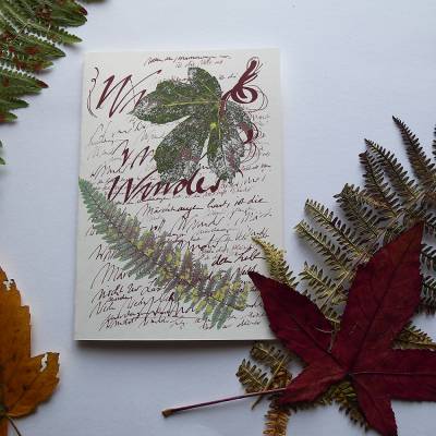 Postkarte Klappkarte Kalligraphie und Druckmotive aus der Natur