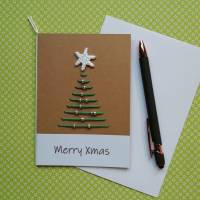 Grußkarte Weihnachtsbaum Christbaum gestickt mit Wunschtext Bild 1