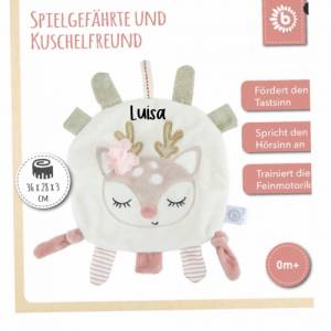 Babygeschenk Knistertuch personalisiert Reh | Geschenk zur Geburt | Baby Geschenkidee | Babyspielzeug Bild 2