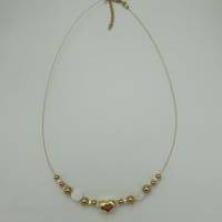 Perlen-Halskette in weiß-gold mit Herz und Muschelperlen 43 cm lang Bild 4