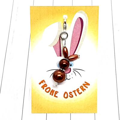 Anhänger Hase braun – Acryl Osteranhänger mit Karabiner oder Schnellaufhänger