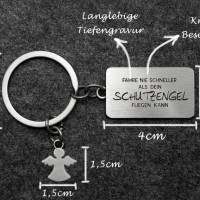 Schutzengel Schlüsselanhänger mit Gravur aus Metall - Auto Glücksbringer - Schutzengel Schlüsselanhänger mit Herz Bild 3