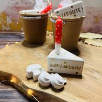 Tortenstück mit Fliegenpilz-Kerze und Magneten aus Raysin in einer Geschenkverpackung - verschiedene Ausführungen Bild 3