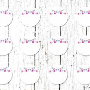 12 Sticker Meilenstein rosa Fähnchen Baby Mädchen Wimpelketten blanko Bild 2