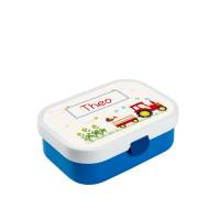 Brotdose Mepal mit Namen, Lunchbox & Trinkflasche für Jungen mit Obsteinsatz und Gabel, Motiv Traktor rot Bild 1