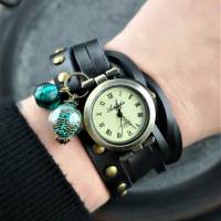 Armbanduhr,Wickeluhr mit Druckknopfverschluss, Perlen Bild 4