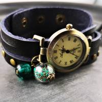 Armbanduhr,Wickeluhr mit Druckknopfverschluss, Perlen Bild 5