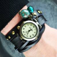 Armbanduhr,Wickeluhr mit Druckknopfverschluss, Perlen Bild 6