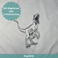 Bügelbild "Raptor" Dinosaurier schwarz DTF-Transfer Bild 1
