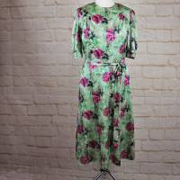True Vintage 50er Tageskleid Damen Kleid Größe S 36 Sommerkleid Grün Rosen Garten Bild 1