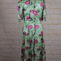 True Vintage 50er Tageskleid Damen Kleid Größe S 36 Sommerkleid Grün Rosen Garten Bild 3