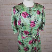 True Vintage 50er Tageskleid Damen Kleid Größe S 36 Sommerkleid Grün Rosen Garten Bild 4