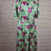 True Vintage 50er Tageskleid Damen Kleid Größe S 36 Sommerkleid Grün Rosen Garten Bild 5