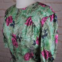 True Vintage 50er Tageskleid Damen Kleid Größe S 36 Sommerkleid Grün Rosen Garten Bild 6