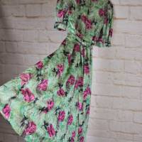True Vintage 50er Tageskleid Damen Kleid Größe S 36 Sommerkleid Grün Rosen Garten Bild 7
