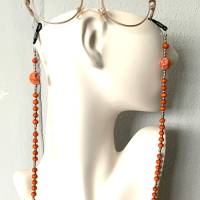 Handgefertigte Brillenkette in der Trendfarbe orange mit stylischen Details Bild 5
