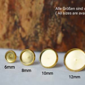 Mini gelbe Jade Ohrstecker, Edelstein Gelb Gold Ohrringe, 6mm, rund, Ohrringe Gelb Stein, Edelstahl, Jade Schmuck, Weihn Bild 7