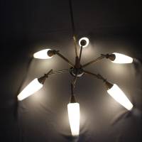 60er Jahre Spinnenlampe Kronleuchter Teak 6 Leuchten Bild 2