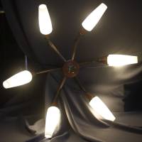 60er Jahre Spinnenlampe Kronleuchter Teak 6 Leuchten Bild 3