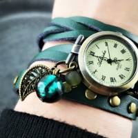 Armbanduhr,Wickeluhr mit Druckknopfverschluss, Perlen Bild 3
