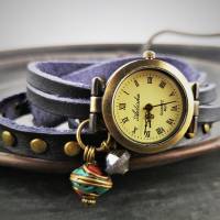 Armbanduhr,Wickeluhr mit Druckknopfverschluss, Koralle und Türkis Bild 2