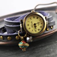 Armbanduhr,Wickeluhr mit Druckknopfverschluss, Koralle und Türkis Bild 4