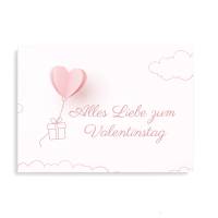 Valentinstag Karte, 1x Valentinstagskarte mit Umschlag, DIN A6 Grußkarte zum Valentinstag, Ballon Bild 1