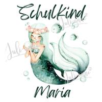 Bügelbild Schulkind Meerjungfrau "Little Mermaid" Pink Lila *personalisiert Bild 1