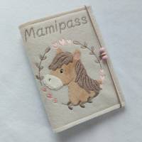 Mutterpasshülle / Hülle mit süßem Pferd für Mamipass - personalisierbar mit Name / Farbwahl - UHeft Hülle Bild 2
