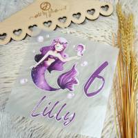 Bügelbild Geburtstag Meerjungfrau "Little Mermaid" Pink Lila *personalisiert Bild 2