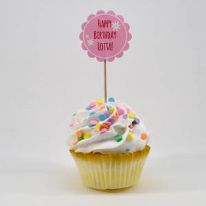DIY Cupcake-Topper Personalisiert Happy Birthday blau mit Name Bild 2