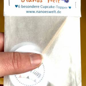 DIY Cupcake-Topper Personalisiert Happy Birthday blau mit Name Bild 5