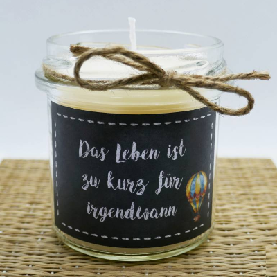 Duftkerze "Leben" mit Spruch | Kerze im Glas mit Vanilleduft