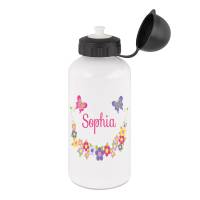 Brotdose Mepal mit Namen, Lunchbox & Trinkflasche für Mädchen mit Obsteinsatz und Gabel, Motiv Blumen & Schmetterlinge Bild 2