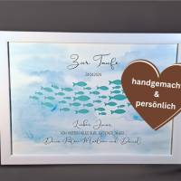 Taufgeschenk personalisiert Namen & Datum - Geldgeschenk zur Taufe für Mädchen und Jungen - Bilderrahmen Fische Bild 2