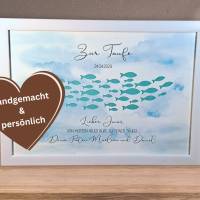 Taufgeschenk personalisiert Namen & Datum - Geldgeschenk zur Taufe für Mädchen und Jungen - Bilderrahmen Fische Bild 7