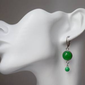 Ohrringe Jadegrün Silber, Creolen Jade, Ohrringe Grün hängend, Ohrringe Emaille Grün, Hängeohrringe grüner Edelstein, Ja Bild 7