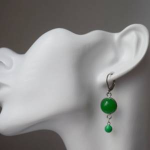 Ohrringe Jadegrün Silber, Creolen Jade, Ohrringe Grün hängend, Ohrringe Emaille Grün, Hängeohrringe grüner Edelstein, Ja Bild 9