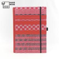 Notizbuch, Stiftschlaufe, DIN A5, 140 Blatt, rot schwarz, Grubentuch Unikat Bild 2