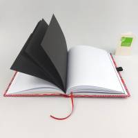 Notizbuch, Stiftschlaufe, DIN A5, 140 Blatt, rot schwarz, Grubentuch Unikat Bild 6