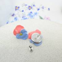 Blaue Stiefmütterchen Frühling Ohrringe, Polymer Ton Leichte Ohrringe, Geschenk für Mama, Blumen Geschenk für Frau Bild 2
