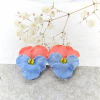 Blaue Stiefmütterchen Frühling Ohrringe, Polymer Ton Leichte Ohrringe, Geschenk für Mama, Blumen Geschenk für Frau Bild 5