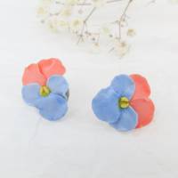 Blaue Stiefmütterchen Frühling Ohrringe, Polymer Ton Leichte Ohrringe, Geschenk für Mama, Blumen Geschenk für Frau Bild 6